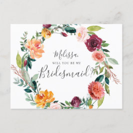 私の花嫁のバーガンディの花は？ インビテーションポストカード