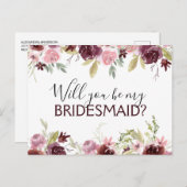 私の花嫁のバーガンディーピンクのフローラ 案内ポストカード (正面/裏面)