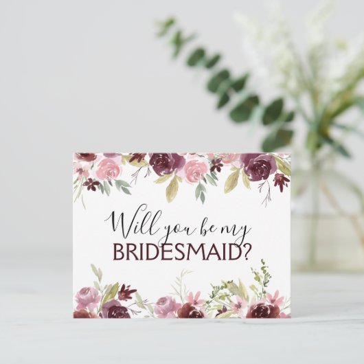 私の花嫁のバーガンディーピンクのフローラ 案内ポストカード (スタンド正面)