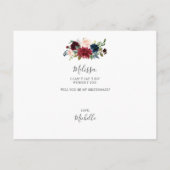 私の花嫁のバーガンディーブルーフローラか インビテーションポストカード (裏面)