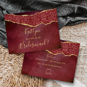 私の花嫁のバーガンディ&金ゴールドアゲートか インビテーションポストカード