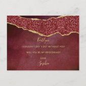 私の花嫁のバーガンディ&金ゴールドアゲートか インビテーションポストカード (裏面)