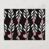 私の花嫁のピンクと黒のフローラか インビテーションポストカード (裏面)