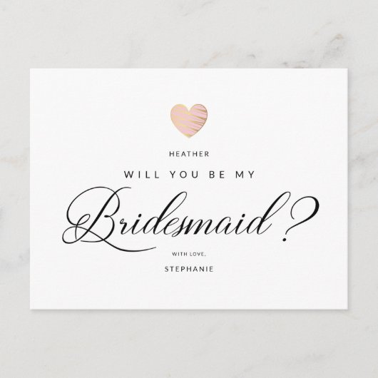 私の花嫁のピンクのハートの提案 ポストカード (正面)