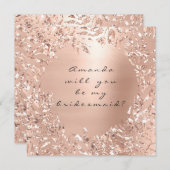 私の花嫁のピンクのローズ金ゴールドフローラ 招待状 (正面/裏面)