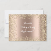 私の花嫁のピンクのローズ金ゴールド紙吹雪 招待状 (正面)