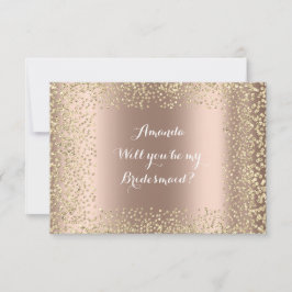 私の花嫁のピンクのローズ金ゴールド紙吹雪 招待状