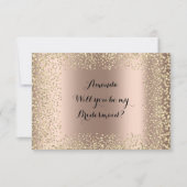 私の花嫁のピンクのローズ金ゴールド紙吹雪 招待状 (正面)