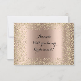 私の花嫁のピンクのローズ金ゴールド紙吹雪 招待状