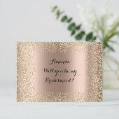 私の花嫁のピンクのローズ金ゴールド紙吹雪 招待状 (スタンド正面)