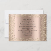 私の花嫁のピンクのローズ金ゴールド紙吹雪 招待状 (裏面)