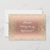 私の花嫁のピンクのローズ金ゴールド紙吹雪 招待状 (正面)