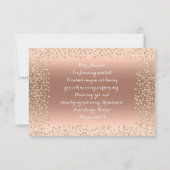 私の花嫁のピンクのローズ金ゴールド紙吹雪 招待状 (裏面)