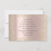 私の花嫁のピンクのローズ金ゴールド紙吹雪 招待状 (裏面)