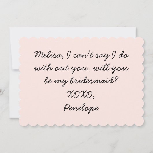 私の花嫁のピンクの弓の花嫁の提案 招待状 (裏面)