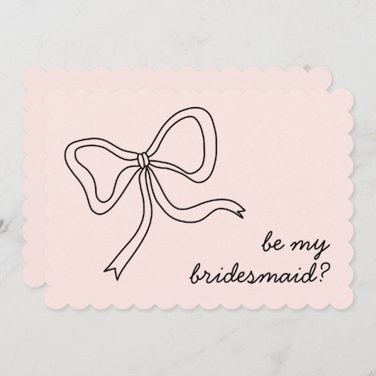 私の花嫁のピンクの弓の花嫁の提案 招待状 (正面/裏面)