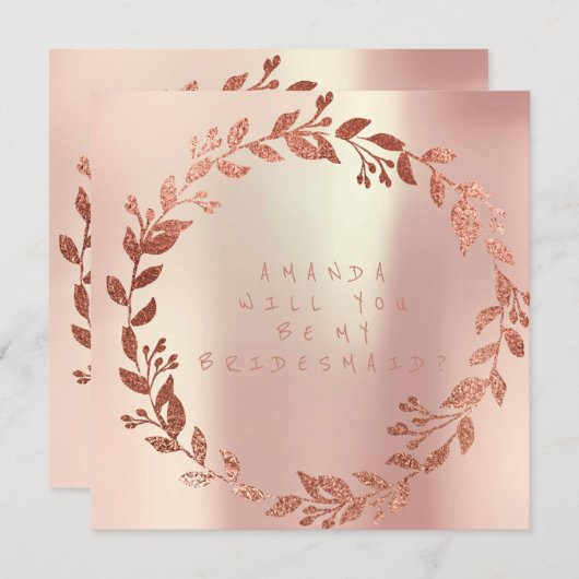 私の花嫁のピンクの金ゴールドのシャンパン 招待状 (正面/裏面)