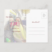 私の花嫁のピンクの金ゴールド写真になる インビテーションポストカード (裏面)