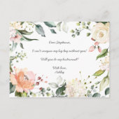 私の花嫁のピンクスクリプトフローラ インビテーションポストカード (裏面)