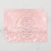 私の花嫁のピンクパウダー金ゴールドグリッター インビテーションポストカード (正面/裏面)