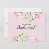 私の花嫁のピンクマグノリア水彩色になりませんか？ 招待状 (正面)