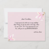 私の花嫁のピンクマグノリア水彩色になりませんか？ 招待状 (裏面)