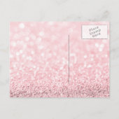 私の花嫁のピンクローズ金ゴールドグリッター インビテーションポストカード (裏面)