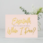 私の花嫁のピーおもしろいフォイル招待状 箔招待状 (立ち正面)