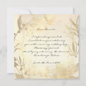 私の花嫁のフォキシエ金ゴールドアイボリーリース 招待状 (裏面)