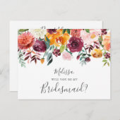 私の花嫁のブルゴーニュ黄色の花でね インビテーションポストカード (正面/裏面)