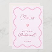 私の花嫁のプロポーザルのカードはピンクの波打つ 招待状 (正面/裏面)
