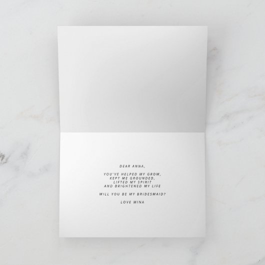 私の花嫁のプロポーズの折り畳みカードか カード (内部)