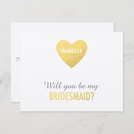 私の花嫁のメイドか、金ゴールドハートテンプレート 招待状 (正面/裏面)