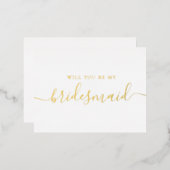 私の花嫁のメイドになってくれないか。エレガント金ゴールド 箔招待状ポストカード (正面/裏面)