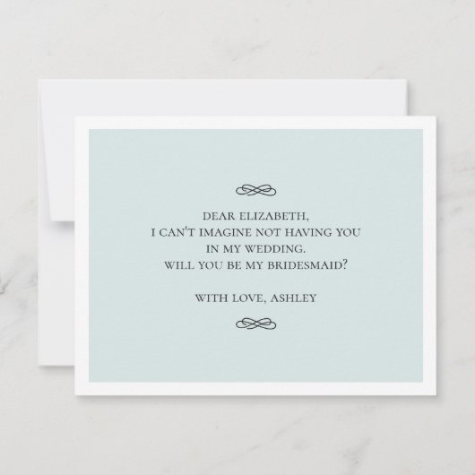 私の花嫁のメイドになってくれないか。グレークラシックとブルー 招待状 (裏面)