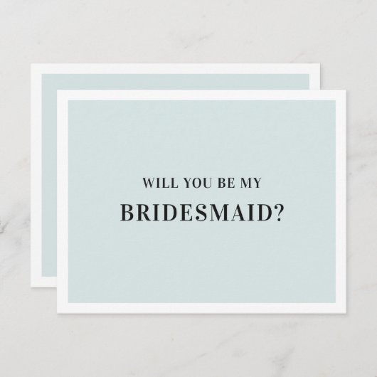 私の花嫁のメイドになってくれないか。グレークラシックとブルー 招待状 (正面/裏面)