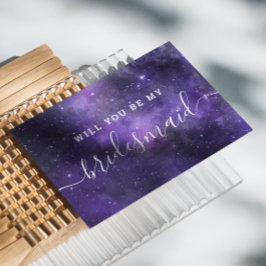 私の花嫁のメイドになってくれないか。パープル宇宙結婚ズ インビテーションポストカード