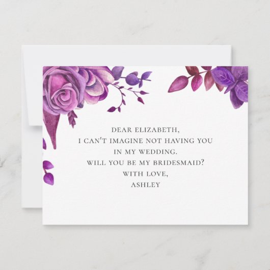 私の花嫁のメイドになってくれないか。ピンクと紫の花 招待状 (裏面)