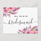 私の花嫁のメイドになってくれないか。ピンクボホフローラスクリプト インビテーションポストカード (正面)