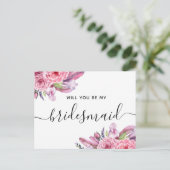 私の花嫁のメイドになってくれないか。ピンクボホフローラスクリプト インビテーションポストカード (スタンド正面)