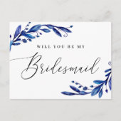 私の花嫁のメイドになってくれないか。ブルーネイビーフローラ脚本 インビテーションポストカード (正面)