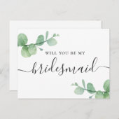 私の花嫁のメイドになってくれないか。水色ユーカリ インビテーションポストカード (正面/裏面)