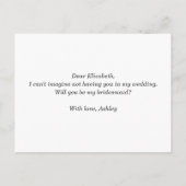 私の花嫁のメイドになってくれないか。水色ユーカリ インビテーションポストカード (裏面)