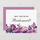 私の花嫁のメイドになってくれないか。紫とピンクの花 インビテーションポストカード (正面/裏面)