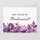 私の花嫁のメイドになってくれないか。紫とピンクの花 インビテーションポストカード (正面)