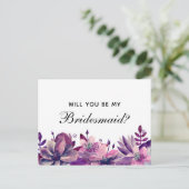 私の花嫁のメイドになってくれないか。紫とピンクの花 インビテーションポストカード (スタンド正面)