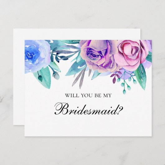 私の花嫁のメイドになってくれないか。紫と青結婚の インビテーションポストカード (正面/裏面)