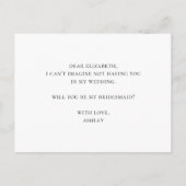 私の花嫁のメイドになってくれないか。紫と青結婚の インビテーションポストカード (裏面)