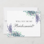 私の花嫁のメイドになってくれないか。紫の花。ラベンダー 招待状 (正面)
