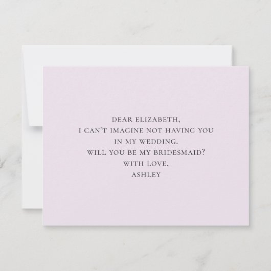 私の花嫁のメイドになってくれないか。紫の花。ラベンダー 招待状 (裏面)